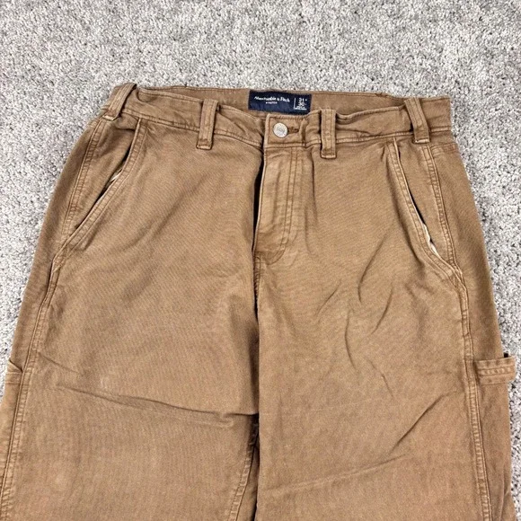 Abercrombie & Fitch Chino Pants Mens 31x28 Brown Stretch Vintage Y2K - Picture 2 of 8
